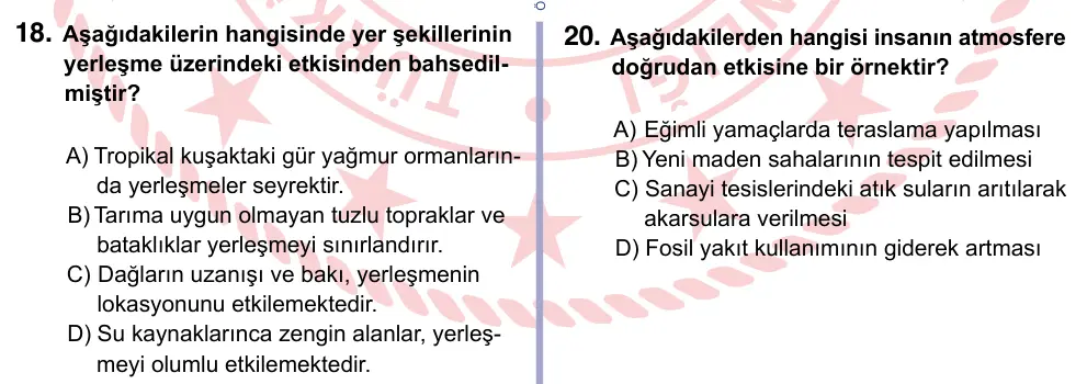 9, 10, 11. Sınıf Sosyal Bilgiler 2022 İOKBS Bursluluk Sınavı 18. Soru görseli