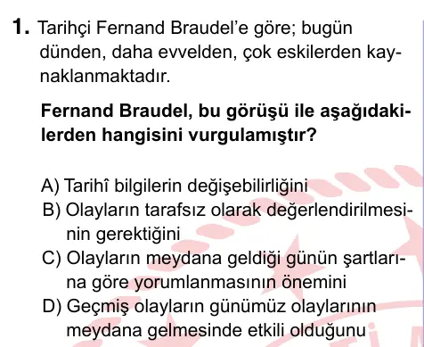 9, 10, 11. Sınıf Sosyal Bilgiler 2022 İOKBS Bursluluk Sınavı 1. Soru görseli
