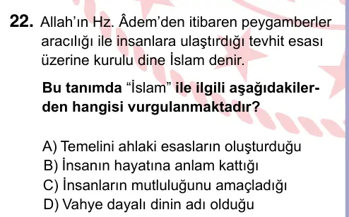 9, 10, 11. Sınıf Sosyal Bilgiler 2022 İOKBS Bursluluk Sınavı 22. Soru görseli