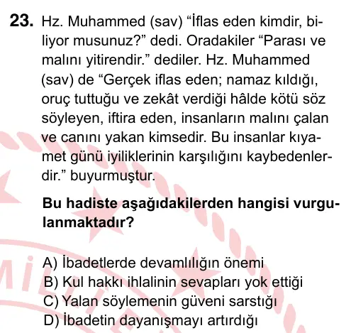 9, 10, 11. Sınıf Sosyal Bilgiler 2022 İOKBS Bursluluk Sınavı 23. Soru görseli