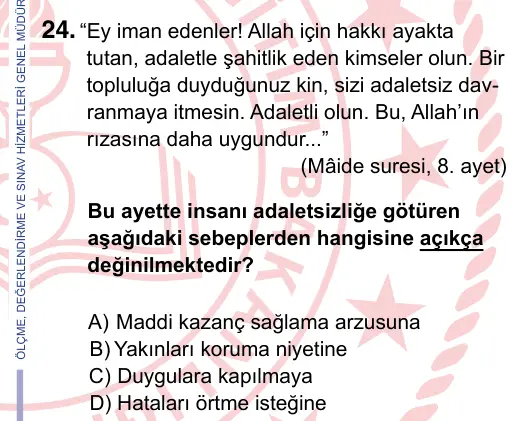 9, 10, 11. Sınıf Sosyal Bilgiler 2022 İOKBS Bursluluk Sınavı 24. Soru görseli