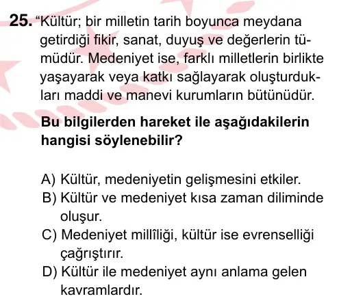 9, 10, 11. Sınıf Sosyal Bilgiler 2022 İOKBS Bursluluk Sınavı 25. Soru görseli (1/3)
