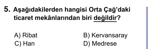 9, 10, 11. Sınıf Sosyal Bilgiler 2022 İOKBS Bursluluk Sınavı 5. Soru görseli