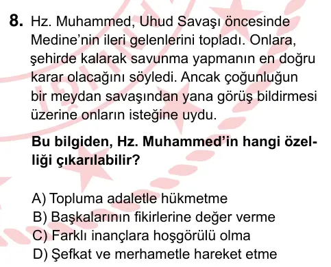 9, 10, 11. Sınıf Sosyal Bilgiler 2022 İOKBS Bursluluk Sınavı 8. Soru görseli