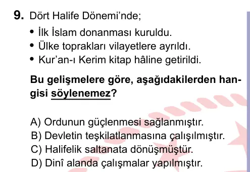 9, 10, 11. Sınıf Sosyal Bilgiler 2022 İOKBS Bursluluk Sınavı 9. Soru görseli