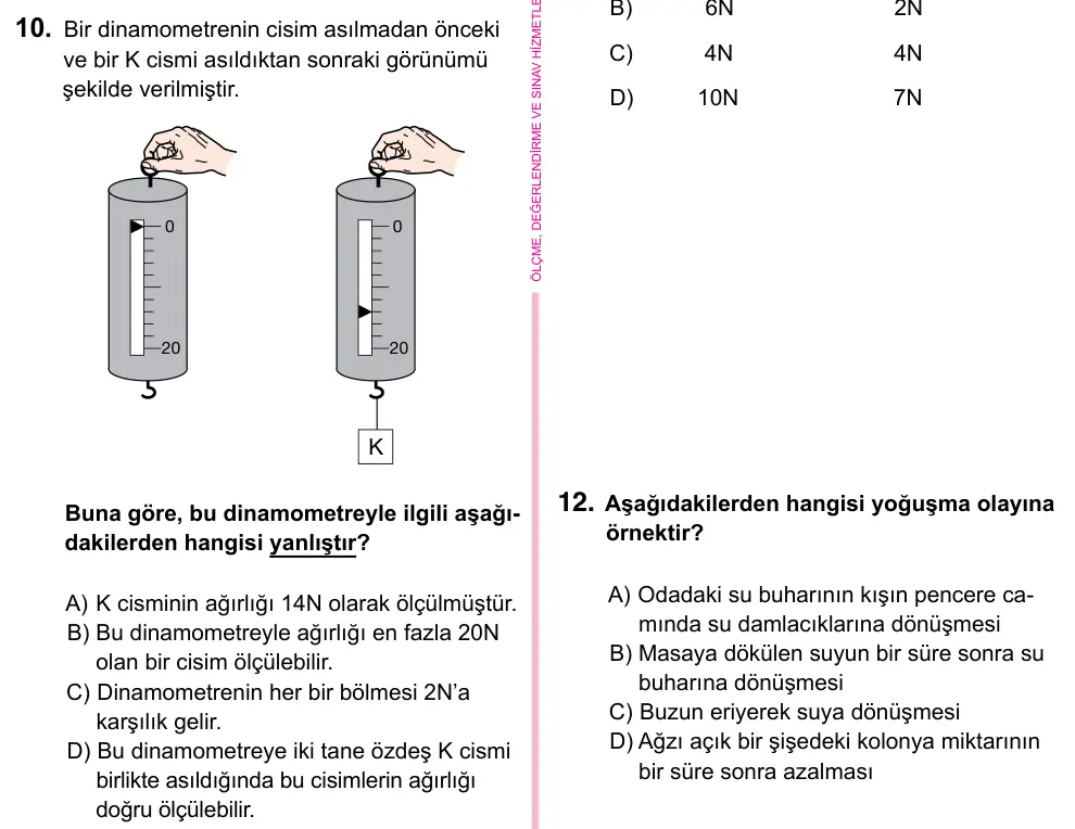 5. Sınıf Fen Bilimleri 2023 İOKBS Bursluluk Sınavı 10. Soru görseli