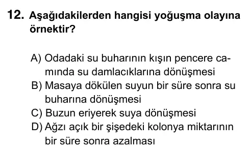 5. Sınıf Fen Bilimleri 2023 İOKBS Bursluluk Sınavı 12. Soru görseli