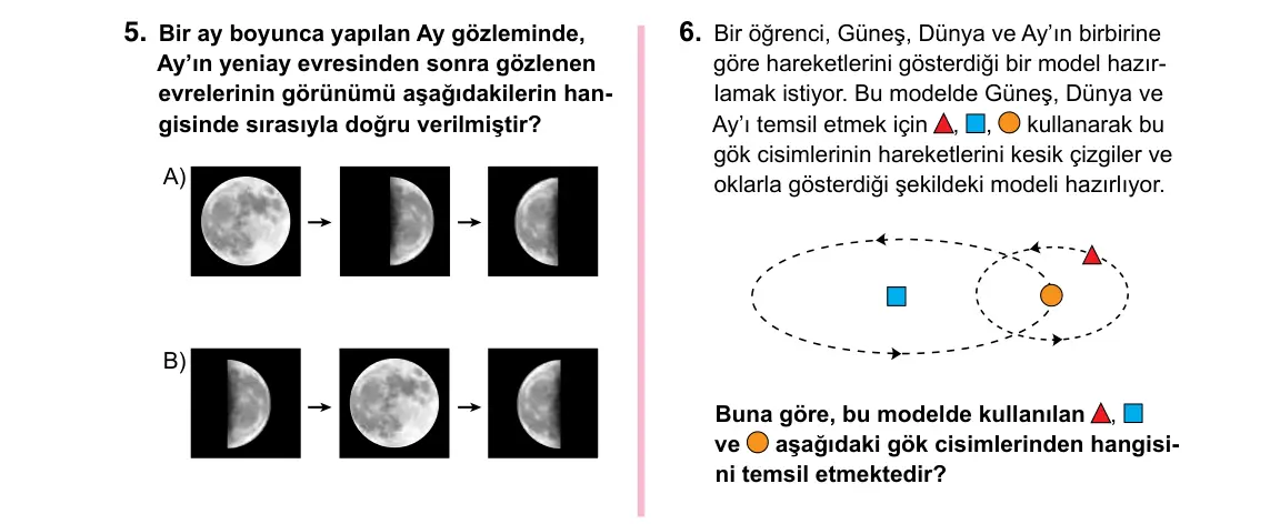 5. Sınıf Fen Bilimleri 2023 İOKBS Bursluluk Sınavı 5. Soru görseli