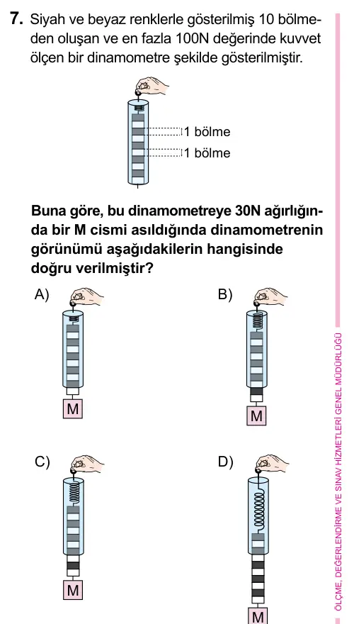 5. Sınıf Fen Bilimleri 2023 İOKBS Bursluluk Sınavı 7. Soru görseli