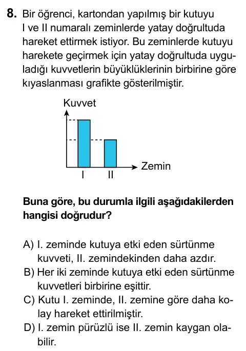 5. Sınıf Fen Bilimleri 2023 İOKBS Bursluluk Sınavı 8. Soru görseli