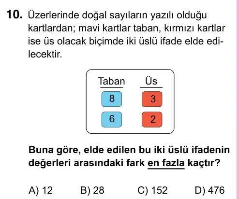 5. Sınıf Matematik 2023 İOKBS Bursluluk Sınavı 10. Soru görseli