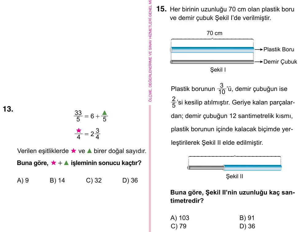 5. Sınıf Matematik 2023 İOKBS Bursluluk Sınavı 15. Soru görseli