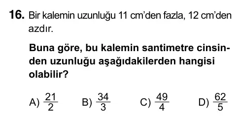 5. Sınıf Matematik 2023 İOKBS Bursluluk Sınavı 16. Soru görseli