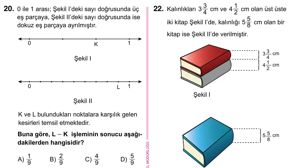 5. Sınıf Matematik 2023 İOKBS Bursluluk Sınavı 20. Soru görseli