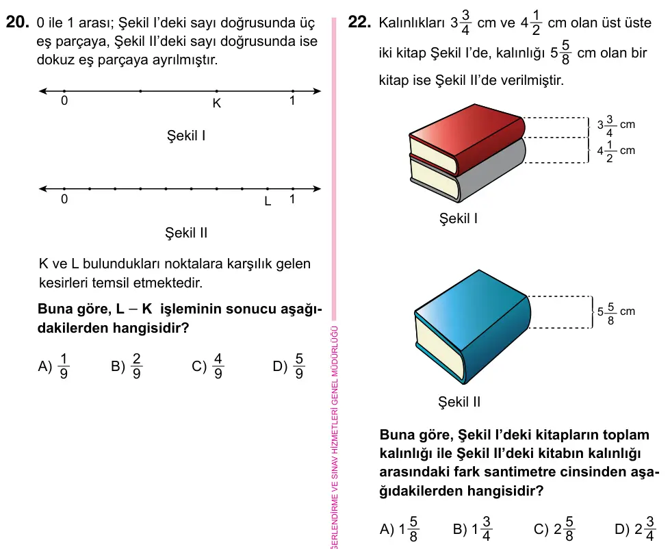 5. Sınıf Matematik 2023 İOKBS Bursluluk Sınavı 22. Soru görseli