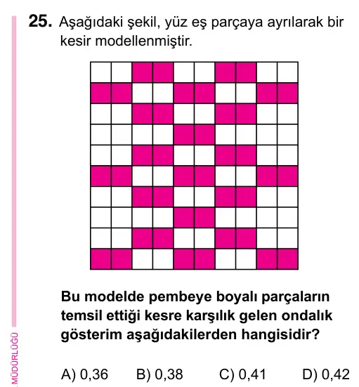5. Sınıf Matematik 2023 İOKBS Bursluluk Sınavı 25. Soru görseli