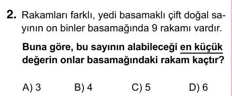 5. Sınıf Matematik 2023 İOKBS Bursluluk Sınavı 2. Soru görseli