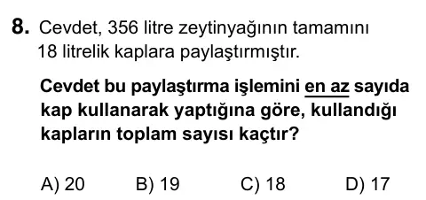 5. Sınıf Matematik 2023 İOKBS Bursluluk Sınavı 8. Soru görseli