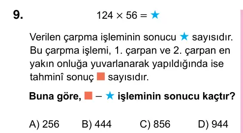 5. Sınıf Matematik 2023 İOKBS Bursluluk Sınavı 9. Soru görseli