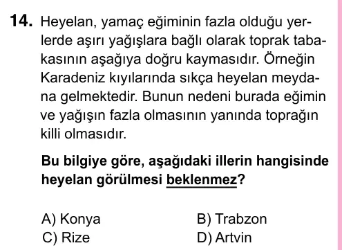 5. Sınıf Sosyal Bilgiler 2023 İOKBS Bursluluk Sınavı 14. Soru görseli