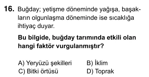 5. Sınıf Sosyal Bilgiler 2023 İOKBS Bursluluk Sınavı 16. Soru görseli