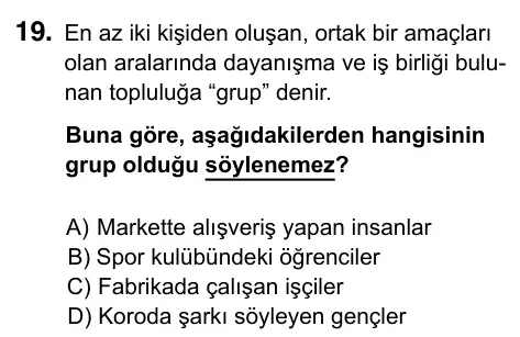 5. Sınıf Sosyal Bilgiler 2023 İOKBS Bursluluk Sınavı 19. Soru görseli