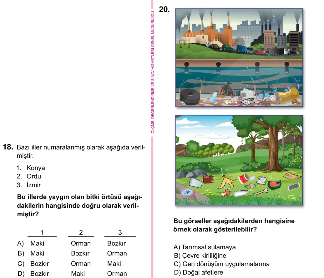 5. Sınıf Sosyal Bilgiler 2023 İOKBS Bursluluk Sınavı 20. Soru görseli (1/2)