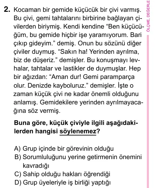 5. Sınıf Sosyal Bilgiler 2023 İOKBS Bursluluk Sınavı 2. Soru görseli
