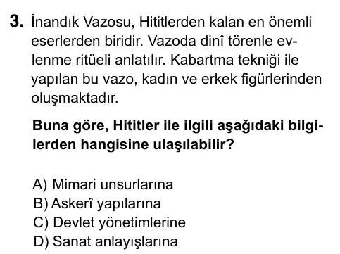 5. Sınıf Sosyal Bilgiler 2023 İOKBS Bursluluk Sınavı 3. Soru görseli