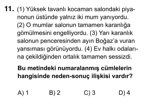 5. Sınıf Türkçe 2023 İOKBS Bursluluk Sınavı 11. Soru görseli