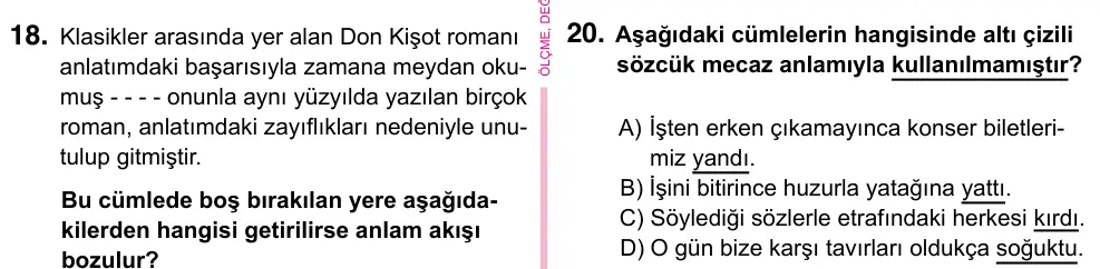 5. Sınıf Türkçe 2023 İOKBS Bursluluk Sınavı 20. Soru görseli