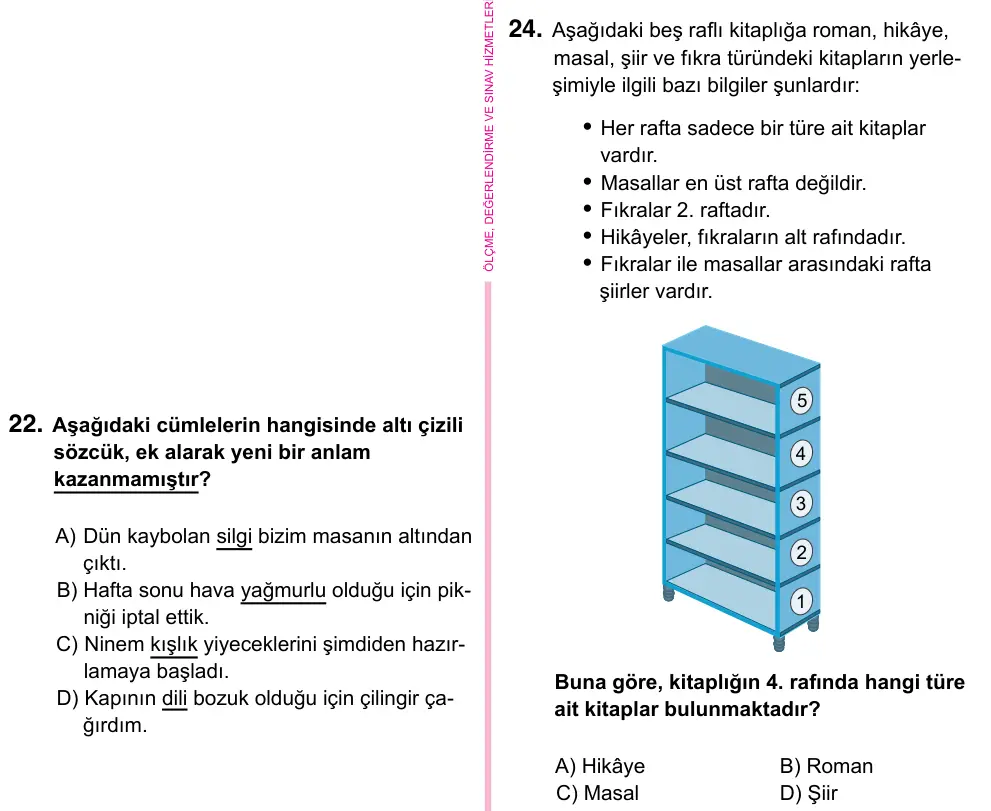 5. Sınıf Türkçe 2023 İOKBS Bursluluk Sınavı 24. Soru görseli