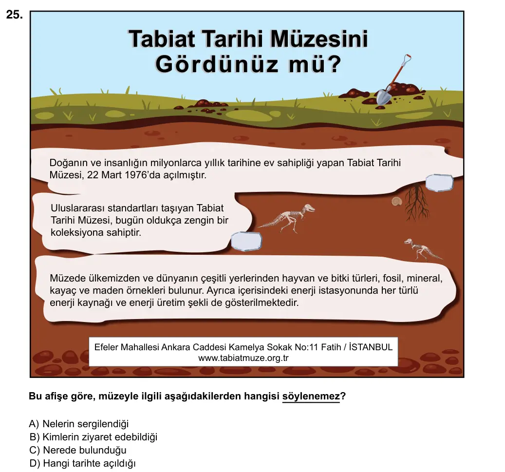 5. Sınıf Türkçe 2023 İOKBS Bursluluk Sınavı 25. Soru görseli