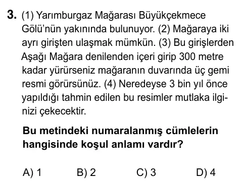 5. Sınıf Türkçe 2023 İOKBS Bursluluk Sınavı 3. Soru görseli