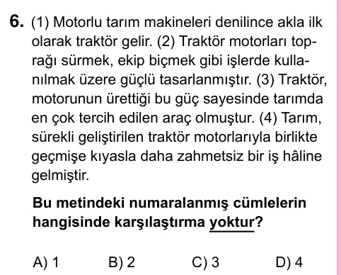 5. Sınıf Türkçe 2023 İOKBS Bursluluk Sınavı 6. Soru görseli