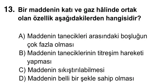 6. Sınıf Fen Bilimleri 2023 İOKBS Bursluluk Sınavı 13. Soru görseli