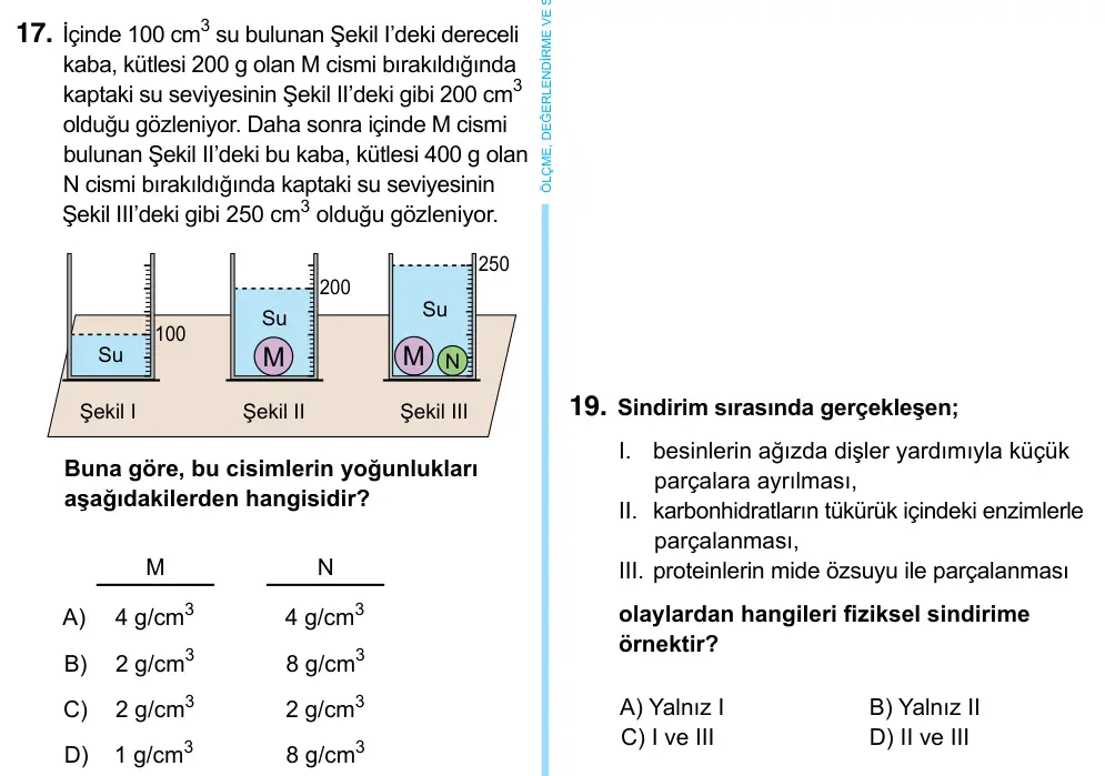 6. Sınıf Fen Bilimleri 2023 İOKBS Bursluluk Sınavı 17. Soru görseli