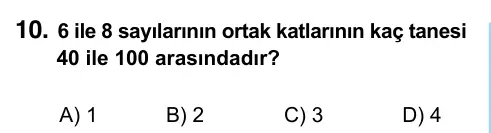 6. Sınıf Matematik 2023 İOKBS Bursluluk Sınavı 10. Soru görseli