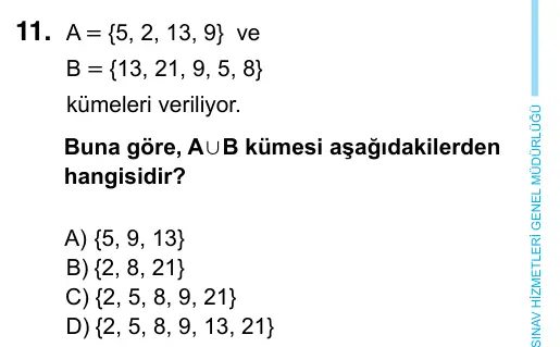 6. Sınıf Matematik 2023 İOKBS Bursluluk Sınavı 11. Soru görseli