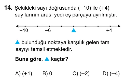 6. Sınıf Matematik 2023 İOKBS Bursluluk Sınavı 14. Soru görseli