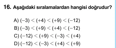 6. Sınıf Matematik 2023 İOKBS Bursluluk Sınavı 16. Soru görseli