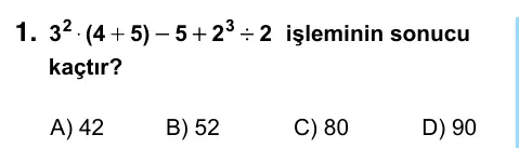 6. Sınıf Matematik 2023 İOKBS Bursluluk Sınavı 1. Soru görseli
