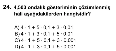 6. Sınıf Matematik 2023 İOKBS Bursluluk Sınavı 24. Soru görseli