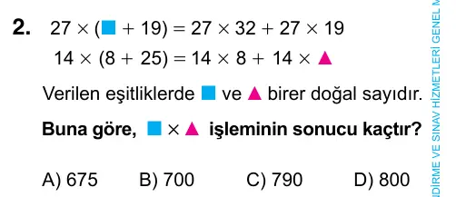 6. Sınıf Matematik 2023 İOKBS Bursluluk Sınavı 2. Soru görseli