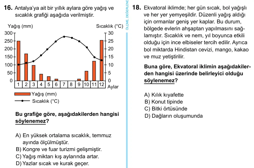 6. Sınıf Sosyal Bilgiler 2023 İOKBS Bursluluk Sınavı 16. Soru görseli