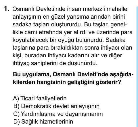 6. Sınıf Sosyal Bilgiler 2023 İOKBS Bursluluk Sınavı 1. Soru görseli