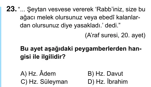 6. Sınıf Sosyal Bilgiler 2023 İOKBS Bursluluk Sınavı 23. Soru görseli