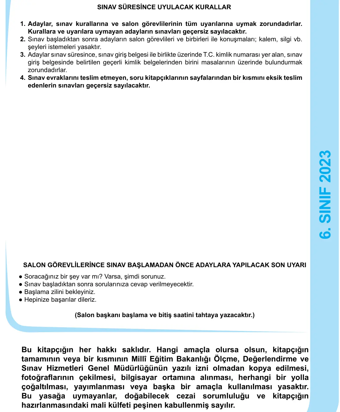 6. Sınıf Sosyal Bilgiler 2023 İOKBS Bursluluk Sınavı 25. Soru görseli (4/4)