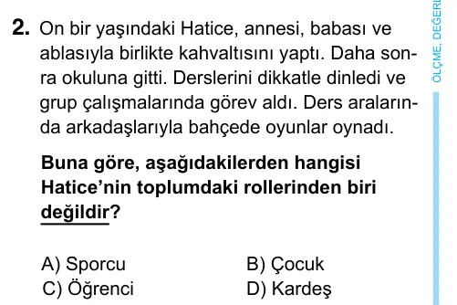 6. Sınıf Sosyal Bilgiler 2023 İOKBS Bursluluk Sınavı 2. Soru görseli