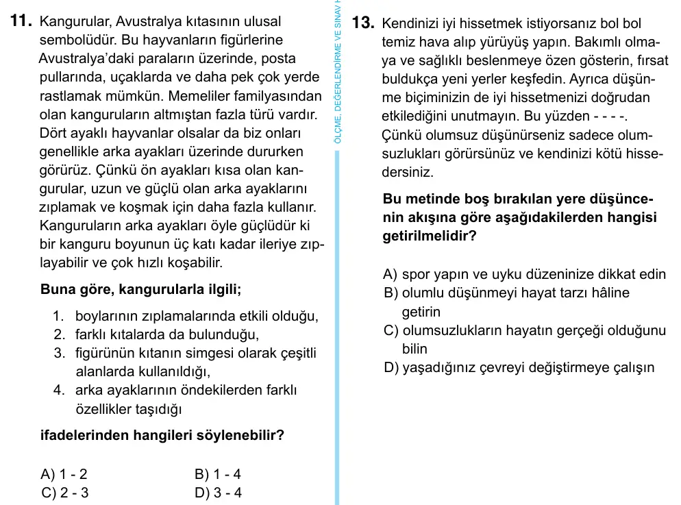6. Sınıf Türkçe 2023 İOKBS Bursluluk Sınavı 11. Soru görseli
